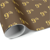 Bruin, Faux Gold 9e (negende) Event Wrapping Paper Cadeaupapier (Rol Hoek)