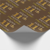 Bruin, Faux Gold "HAPPY 11th BIRTHDAY" Cadeaupapier (Hoek)