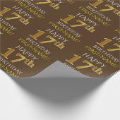 Bruin, Faux Gold "HAPPY 17th BIRTHDAY" Cadeaupapier (Hoek)