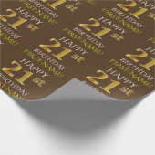 Bruin, Faux Gold "HAPPY 21st BIRTHDAY" Cadeaupapier (Hoek)