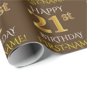 Bruin, Faux Gold "HAPPY 21st BIRTHDAY" Cadeaupapier (Rol Hoek)