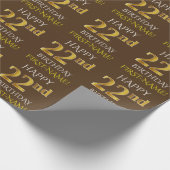 Bruin, Faux Gold "HAPPY 22nd BIRTHDAY" Cadeaupapier (Hoek)