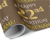 Bruin, Faux Gold "HAPPY 22nd BIRTHDAY" Cadeaupapier (Rol Hoek)
