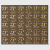 Bruin, Faux Gold "HAPPY 23rd BIRTHDAY" Cadeaupapier (Vlak)