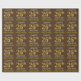 Bruin, Faux Gold "HAPPY 26th BIRTHDAY" Cadeaupapier