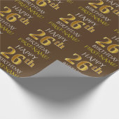Bruin, Faux Gold "HAPPY 26th BIRTHDAY" Cadeaupapier (Hoek)