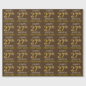 Bruin, Faux Gold "HAPPY 27th BIRTHDAY" Cadeaupapier (Vlak)