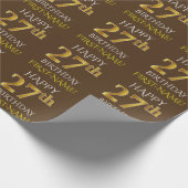 Bruin, Faux Gold "HAPPY 27th BIRTHDAY" Cadeaupapier (Hoek)