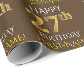 Bruin, Faux Gold "HAPPY 27th BIRTHDAY" Cadeaupapier (Rol Hoek)