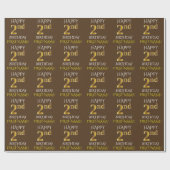 Bruin, Faux Gold "HAPPY 2nd BIRTHDAY" Cadeaupapier (Vlak)