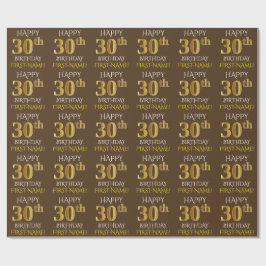Bruin, Faux Gold "HAPPY 30th BIRTHDAY" Cadeaupapier