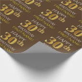 Bruin, Faux Gold "HAPPY 30th BIRTHDAY" Cadeaupapier (Hoek)