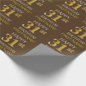 Bruin, Faux Gold "HAPPY 31st BIRTHDAY" Cadeaupapier (Hoek)
