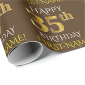Bruin, Faux Gold "HAPPY 35th BIRTHDAY" Cadeaupapier (Rol Hoek)