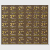 Bruin, Faux Gold "HAPPY 37th BIRTHDAY" Cadeaupapier (Vlak)