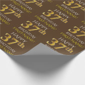 Bruin, Faux Gold "HAPPY 37th BIRTHDAY" Cadeaupapier (Hoek)