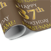 Bruin, Faux Gold "HAPPY 37th BIRTHDAY" Cadeaupapier (Rol Hoek)