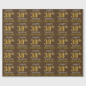 Bruin, Faux Gold "HAPPY 38th BIRTHDAY" Cadeaupapier (Vlak)