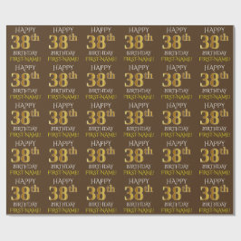 Bruin, Faux Gold "HAPPY 38th BIRTHDAY" Cadeaupapier