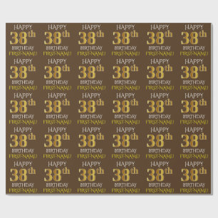Bruin, Faux Gold "HAPPY 38th BIRTHDAY" Cadeaupapier