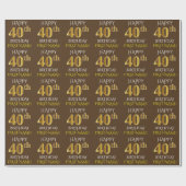 Bruin, Faux Gold "HAPPY 40th BIRTHDAY" Cadeaupapier (Vlak)