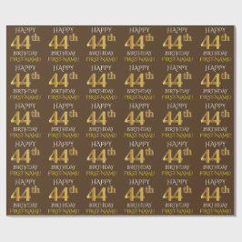 Bruin, Faux Gold "HAPPY 44th BIRTHDAY" Cadeaupapier