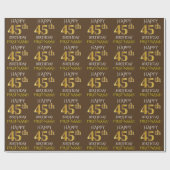 Bruin, Faux Gold "HAPPY 45th BIRTHDAY" Cadeaupapier (Vlak)