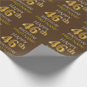 Bruin, Faux Gold "HAPPY 46th BIRTHDAY" Cadeaupapier (Hoek)