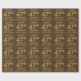 Bruin, Faux Gold "HAPPY 47th BIRTHDAY" Cadeaupapier
