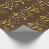 Bruin, Faux Gold "HAPPY 47th BIRTHDAY" Cadeaupapier (Hoek)