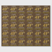 Bruin, Faux Gold "HAPPY 49th BIRTHDAY" Cadeaupapier (Vlak)