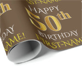 Bruin, Faux Gold "HAPPY 50th BIRTHDAY" Cadeaupapier (Rol Hoek)
