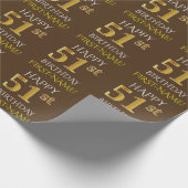 Bruin, Faux Gold "HAPPY 51st BIRTHDAY" Cadeaupapier (Hoek)
