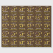 Bruin, Faux Gold "HAPPY 53rd BIRTHDAY" Cadeaupapier (Vlak)