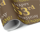 Bruin, Faux Gold "HAPPY 53rd BIRTHDAY" Cadeaupapier (Rol Hoek)