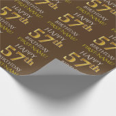 Bruin, Faux Gold "HAPPY 57th BIRTHDAY" Cadeaupapier (Hoek)