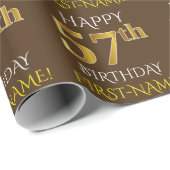 Bruin, Faux Gold "HAPPY 57th BIRTHDAY" Cadeaupapier (Rol Hoek)