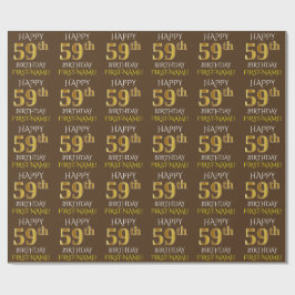 Bruin, Faux Gold "HAPPY 59th BIRTHDAY" Cadeaupapier