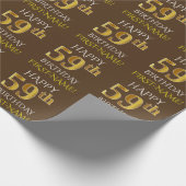 Bruin, Faux Gold "HAPPY 59th BIRTHDAY" Cadeaupapier (Hoek)