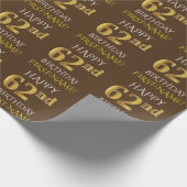 Bruin, Faux Gold "HAPPY 62nd BIRTHDAY" Cadeaupapier (Hoek)