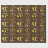 Bruin, Faux Gold "HAPPY 63rd BIRTHDAY" Cadeaupapier (Vlak)