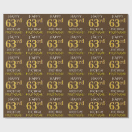 Bruin, Faux Gold "HAPPY 63rd BIRTHDAY" Cadeaupapier