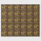 Bruin, Faux Gold "HAPPY 68th BIRTHDAY" Cadeaupapier (Vlak)
