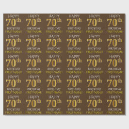 Bruin, Faux Gold "HAPPY 70th BIRTHDAY" Cadeaupapier