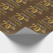Bruin, Faux Gold "HAPPY 70th BIRTHDAY" Cadeaupapier (Hoek)