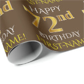 Bruin, Faux Gold "HAPPY 72nd BIRTHDAY" Cadeaupapier (Rol Hoek)