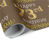 Bruin, Faux Gold "HAPPY 73rd BIRTHDAY" Cadeaupapier (Rol Hoek)