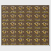 Bruin, Faux Gold "HAPPY 76th BIRTHDAY" Cadeaupapier (Vlak)