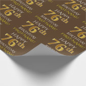 Bruin, Faux Gold "HAPPY 76th BIRTHDAY" Cadeaupapier (Hoek)