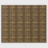 Bruin, Faux Gold "HAPPY 77th BIRTHDAY" Cadeaupapier (Vlak)